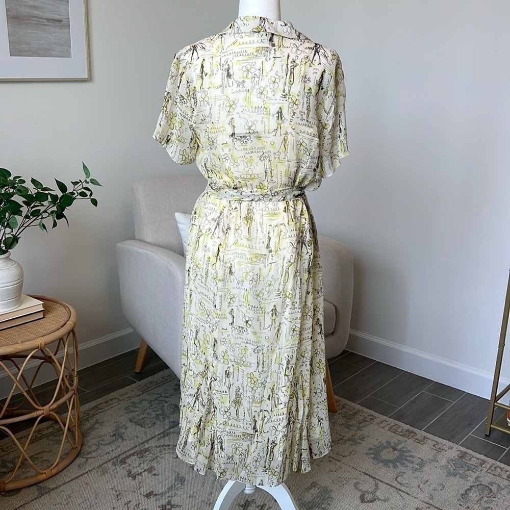 Vintage 90s Y2K David Warren 100% Silk Shirt Dress Parisian Old Money Midi - Picture 5 of 17